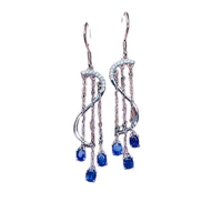kjjeaxcmy fine jewelry 925 sterling silver inlaid natural sapphire female earrings eardrop beautiful support detection
