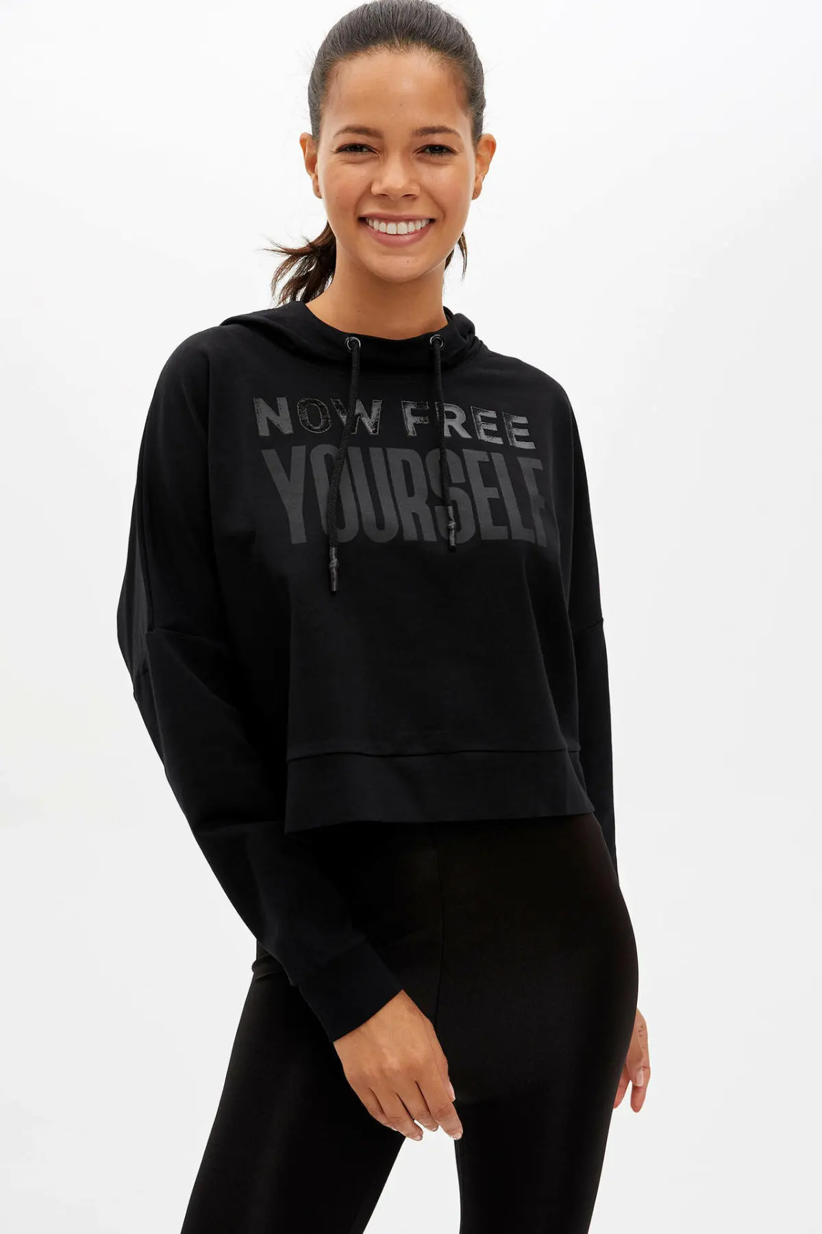 Дефакто Осенняя Женская трикотажная толстовка женская повседневная с буквенным