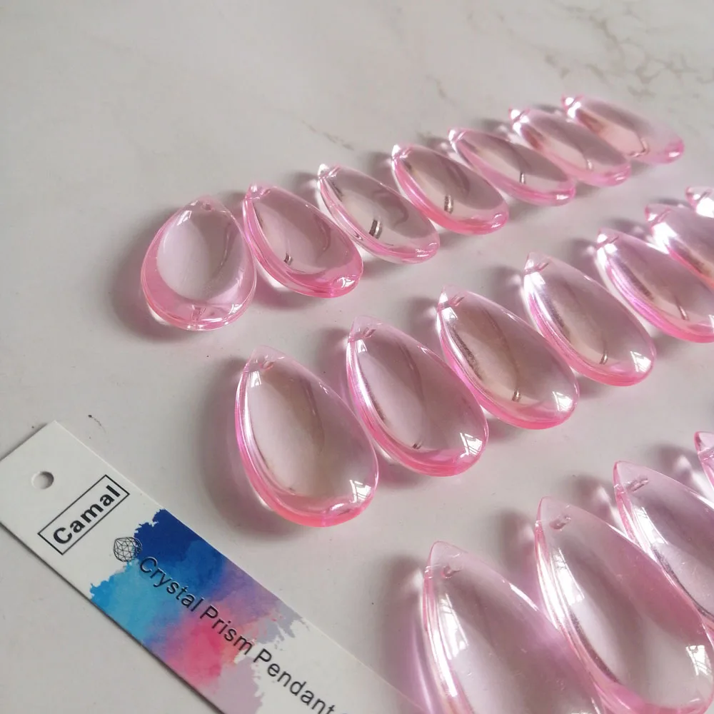 Камаль 20 шт. 36 мм розовые кристально гладкая каплевидные бусины Призма Подвесная