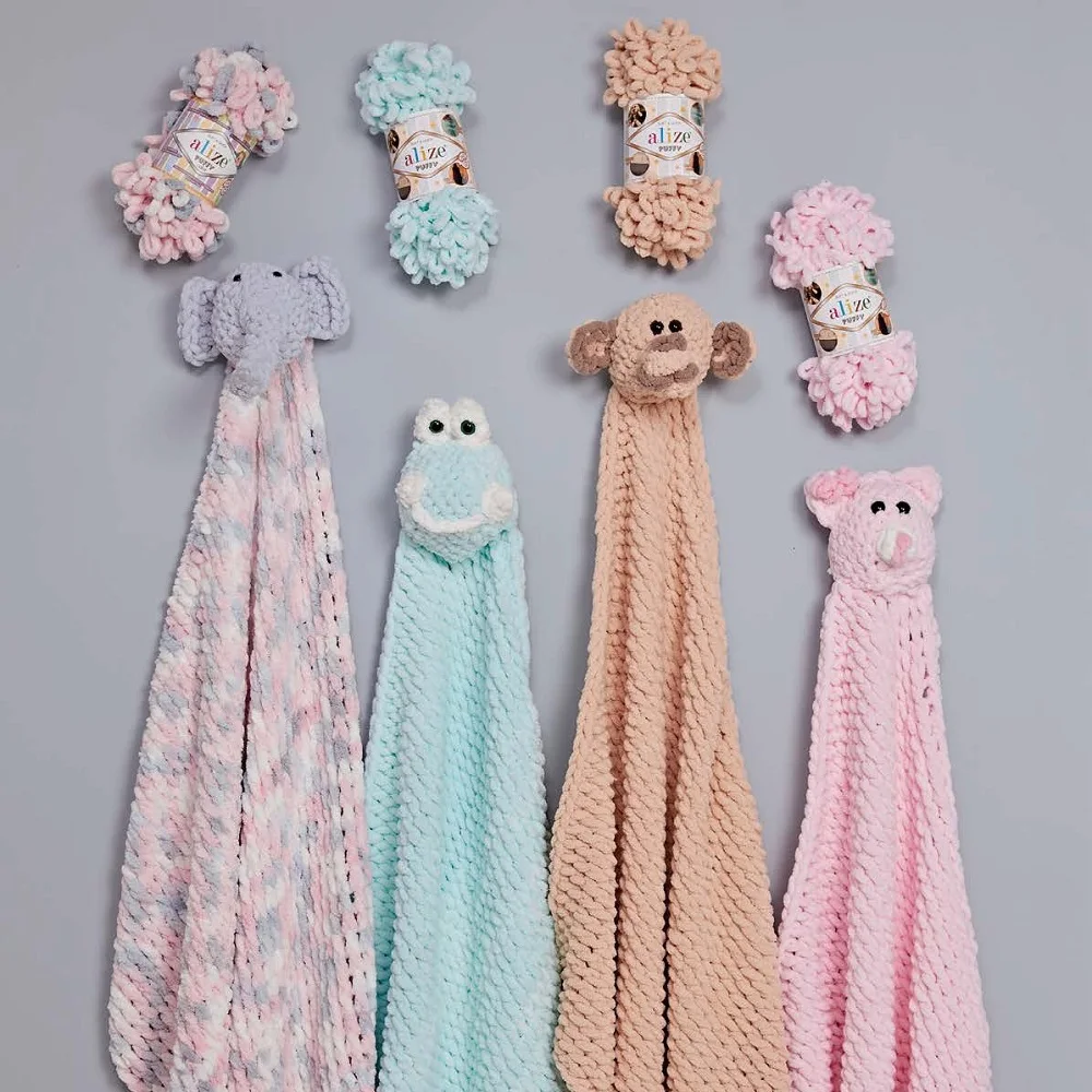 Alize Puffy Yarn 5x100gr %100Micropolyester No Needles Hook Collection Blanket Finger Crochet Knitting Bags Sweater Amigurumi | Дом и сад
