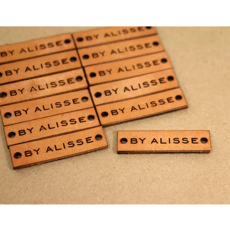 

55pcs personalized Handmade leather labels with Brand Logo Knitting clothing Tags Rectangle Sewing Crochet label DIY Accessories