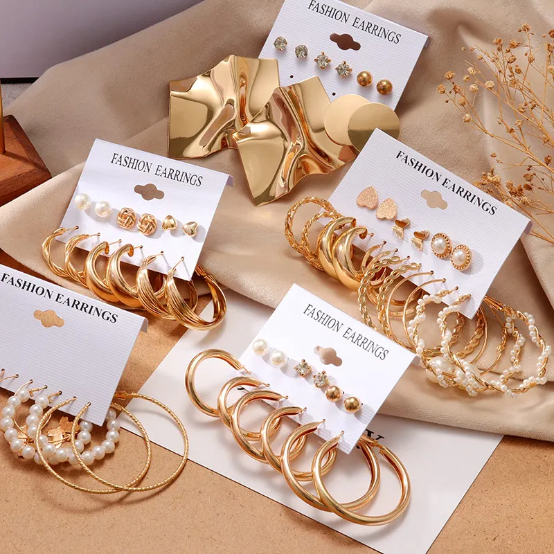 Модные Винтажные жемчужные металлические серьги-кольца VCORM в виде звеньев золота