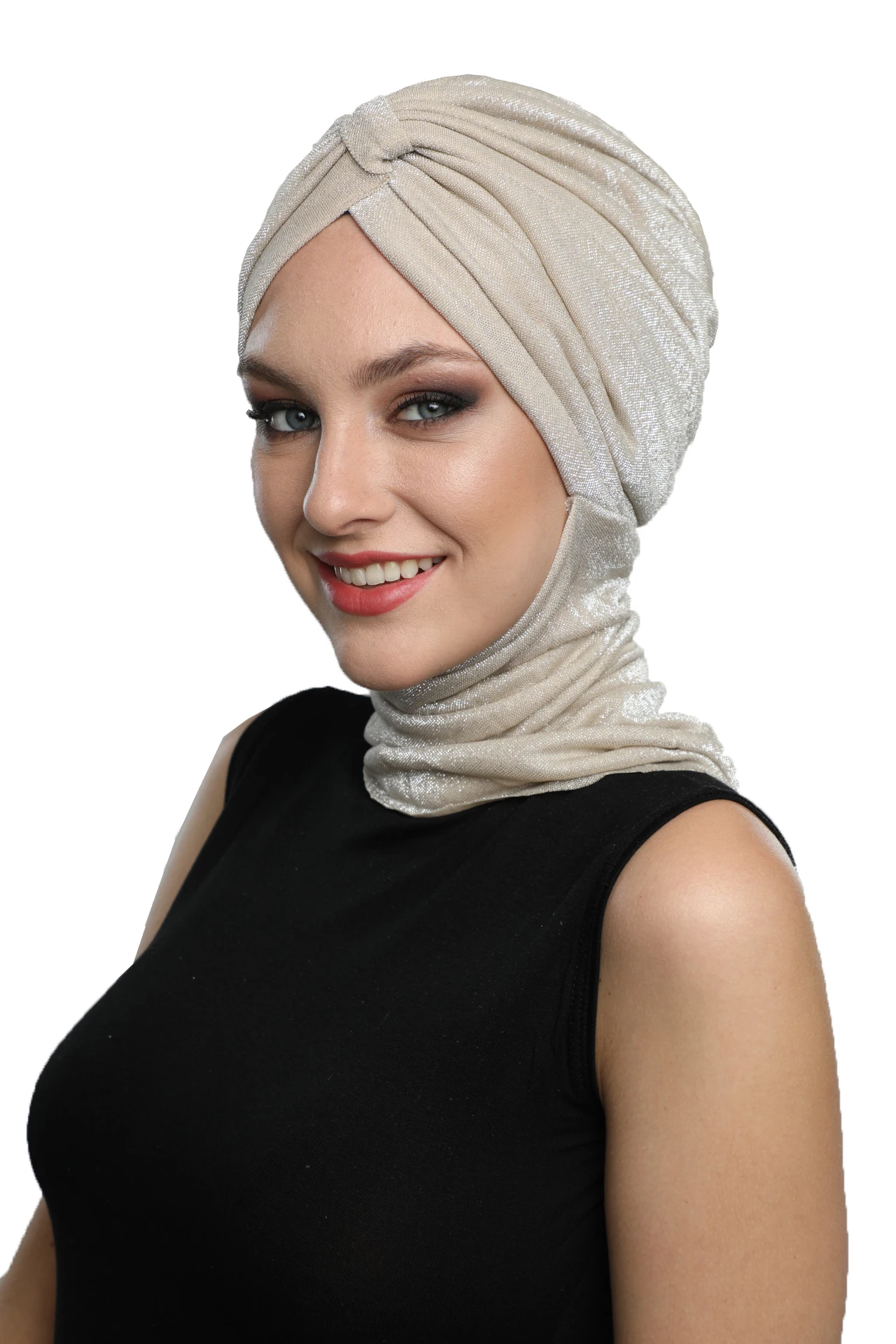 

Lurex Pique Lined ready turban hijab bonnet cancer cap women