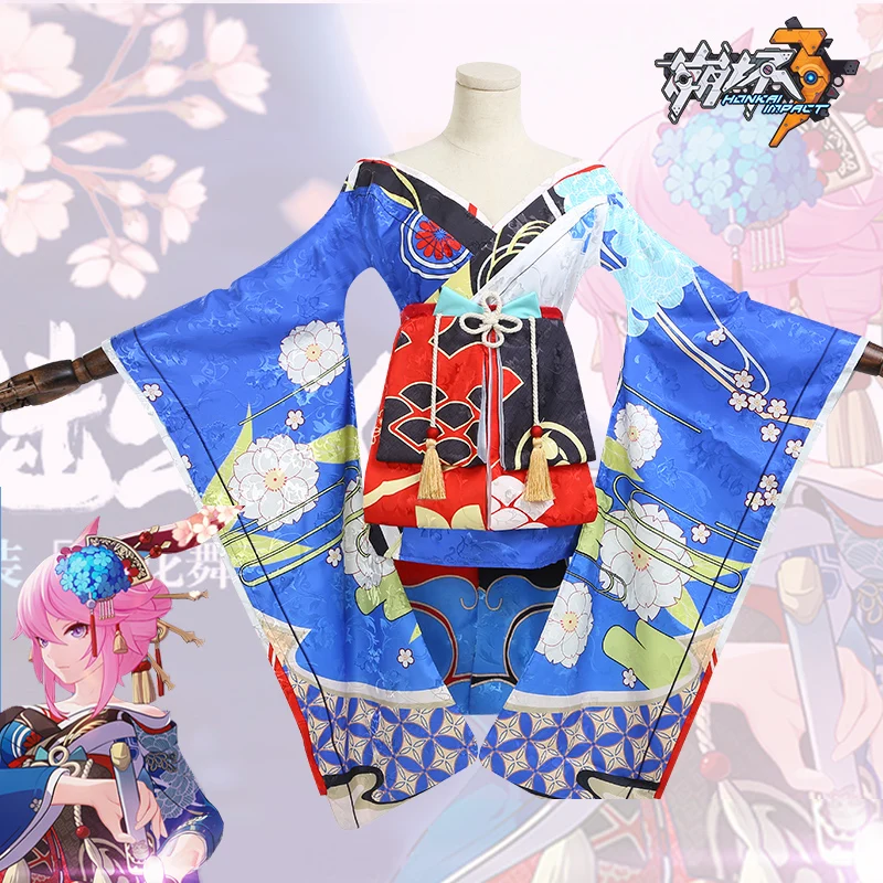 DokiDoki-R Honkai Impact Yae Sakura Косплей Цветущий Maiko костюм женский Kinmono Honkai Impact 3 Косплей Костюм Хэллоуин