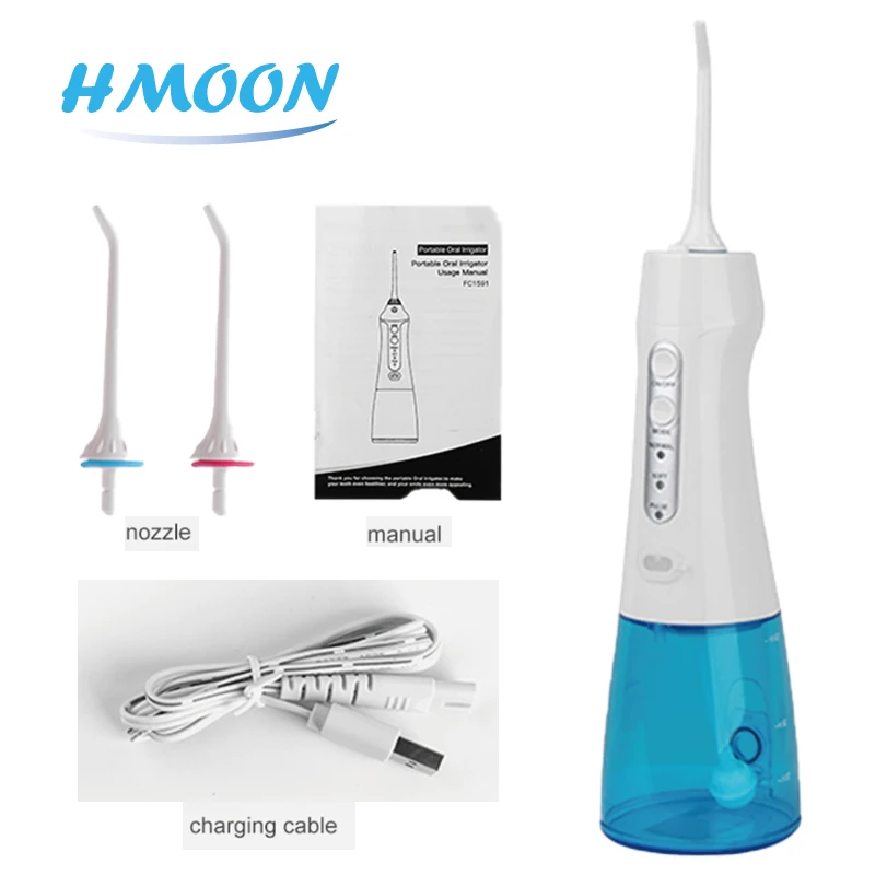 Portable Oral Irrigator USB Rechargeable Water Flosser Portable Dental Water Waterproof  5 Modes Teeth Cleaner+2 Jet
