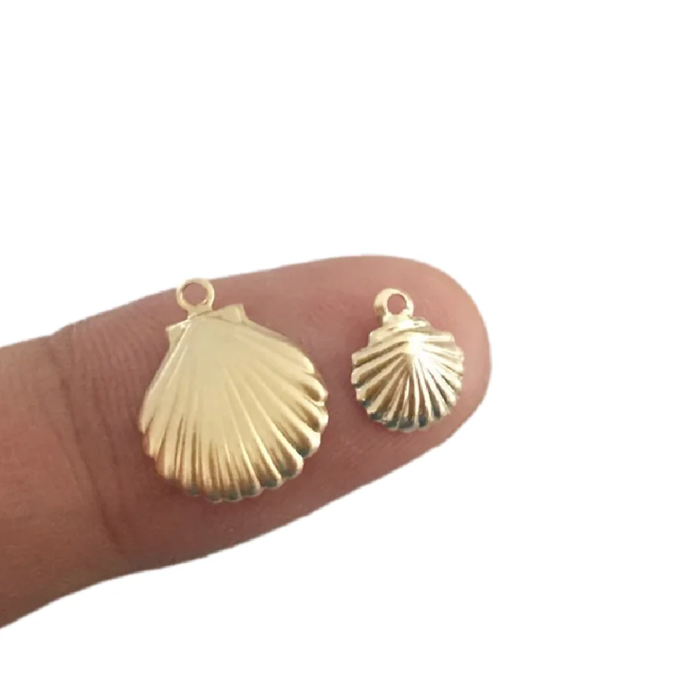 4pcs 14K Gold Filled Shell Charms for Sea Ocean Beach Necklace Bracelet 7mm 11mm