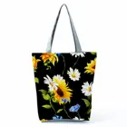 Сумочки с цветочным принтом, красивая модная женская сумка на плечо с рисунком подсолнуха, вместительные Экологичные тоуты для покупок