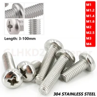 m1 2 m1 4 m1 6 m2 m2 5 m3 m4 round pan head machine screw phillips drive bolt 3 100mm coarse thread a2 304 stainless steel gb818