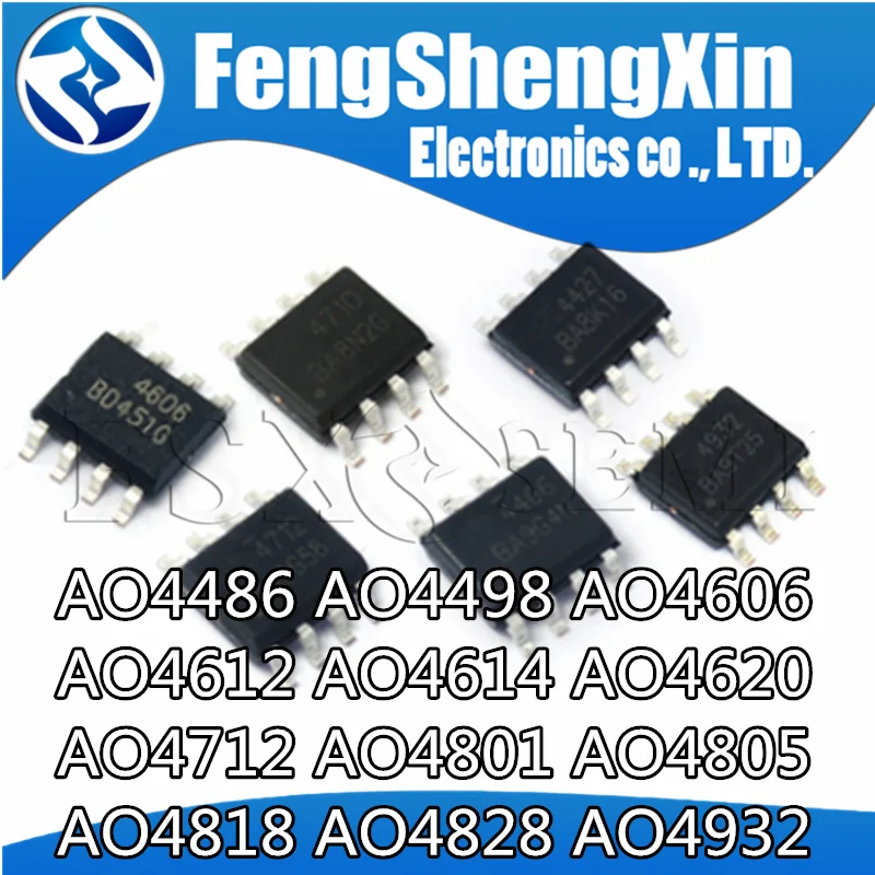 

10PCS AO4606 SOP8 AO4606C SOP 4606A AO4486 AO4498 AO4612 AO4614 AO4620 AO4712 AO4801 AO4805 AO4818 AO4828 AO4932 SOP-8 MOS FET