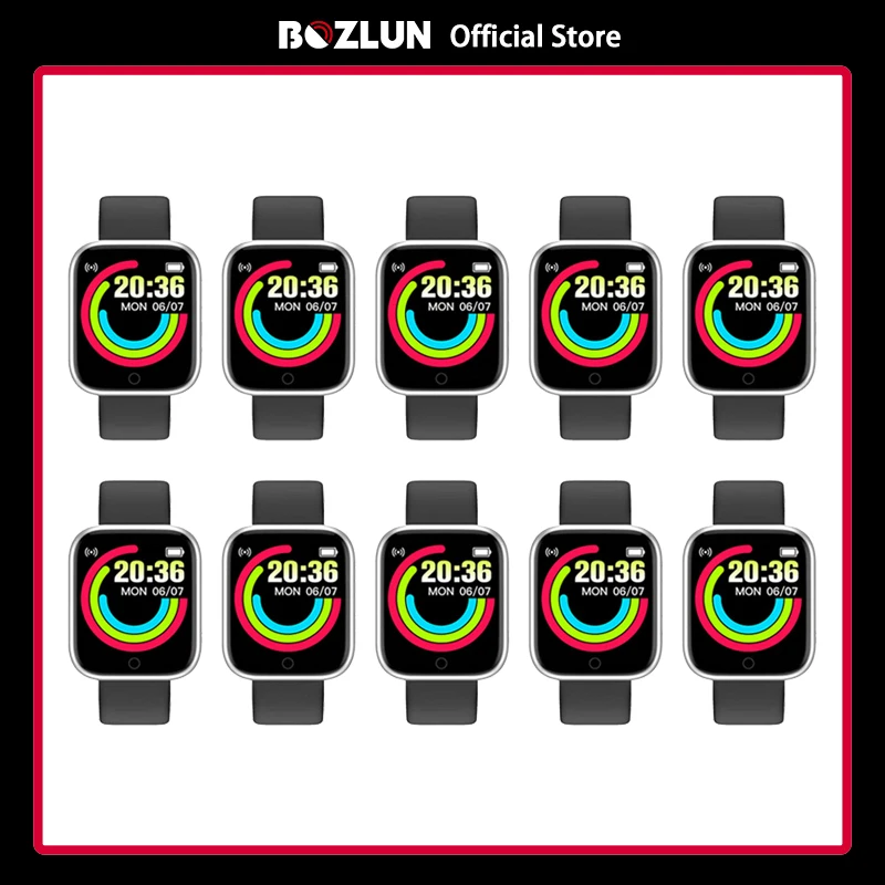 

Bozlun 10PCS Y68 Smart Watch Fitness Tracker Blood Pressure Heart Rate Monitor Bluetooth-compatible Watch For Xiaomi iPhone