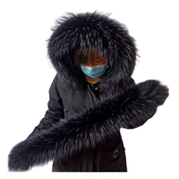 100 natural fur coat fur collar real raccoon fur female luxury winter warm fur scarf male leather collar