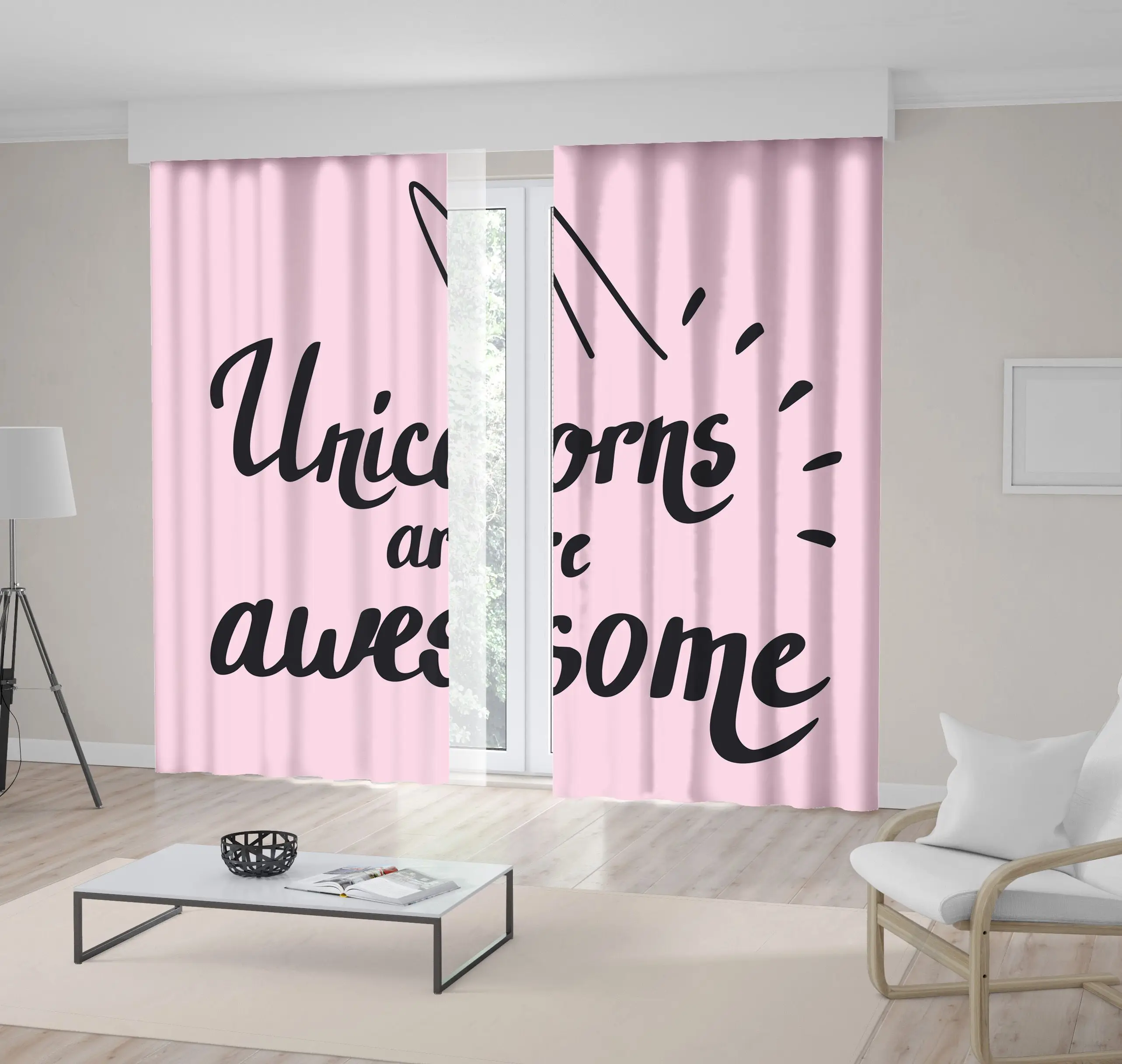 

Curtain Unicorns Are Awesome Lettering Calligraphy on Pink Background Fun Cute Simple Design Kids