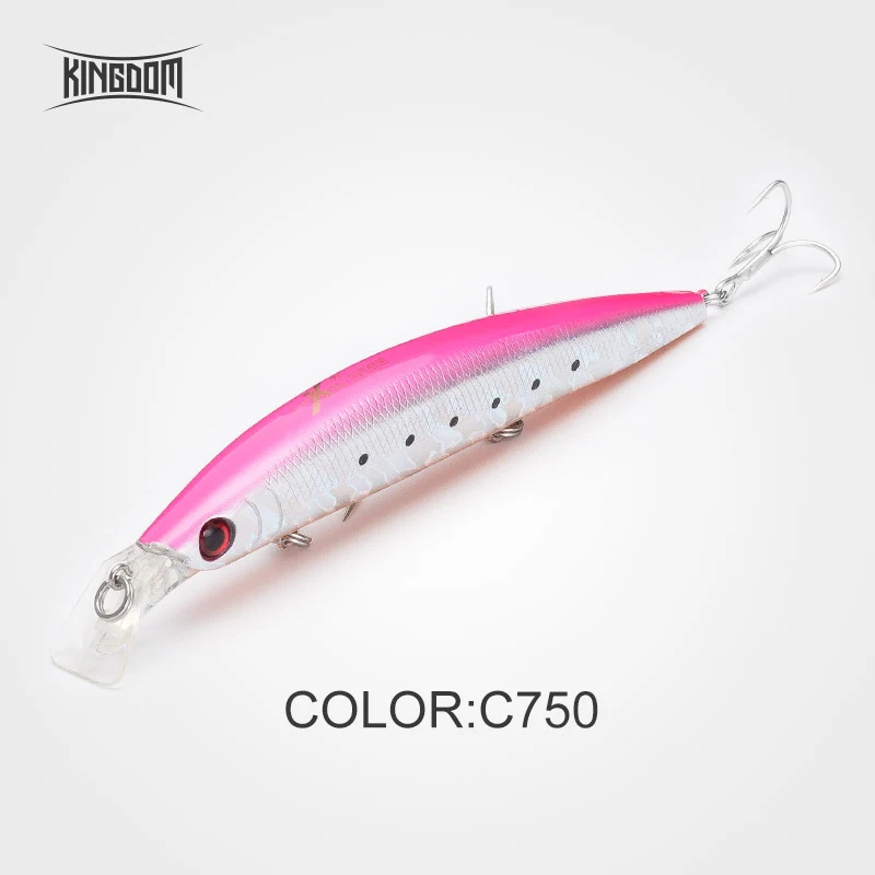 C750 Королевство рыболовные приманки Minnow для соленой воды, моря воблеры Jertbait искусственная, жесткая, для рыбалки приманки 125 мм 23 г подойдут для морского окуня малогабаритная управляемая модель 5354 - Цвет: C750