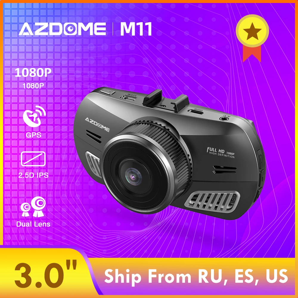 AZDOME M11 Dash Cam DVR 24H монитор парковки автомобиля камера мини Dashcam двойной объектив ночного видения Поддержка gps 1080P