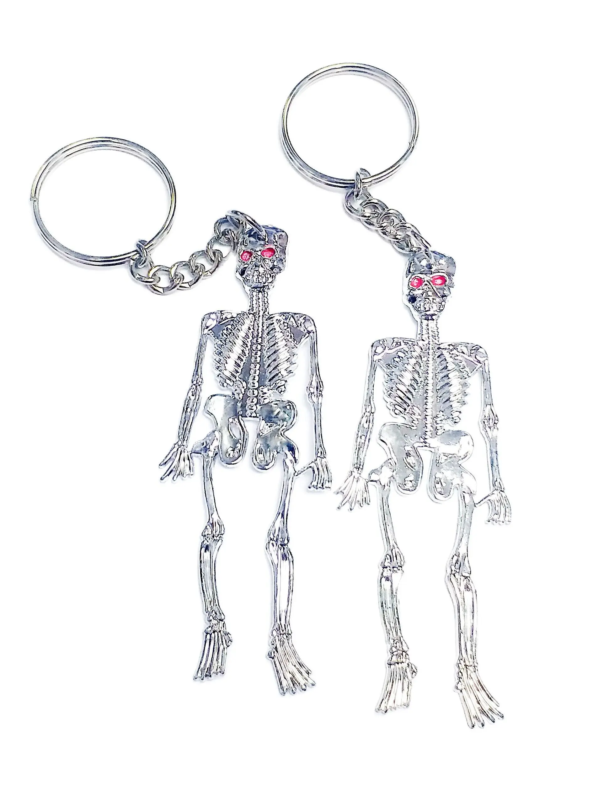 

100 X Keychain With Silver Skeleton Skull Halloween Joke Favour Pinata Bag Filler Party Favors Gift Novelty Birthday Prize Loot