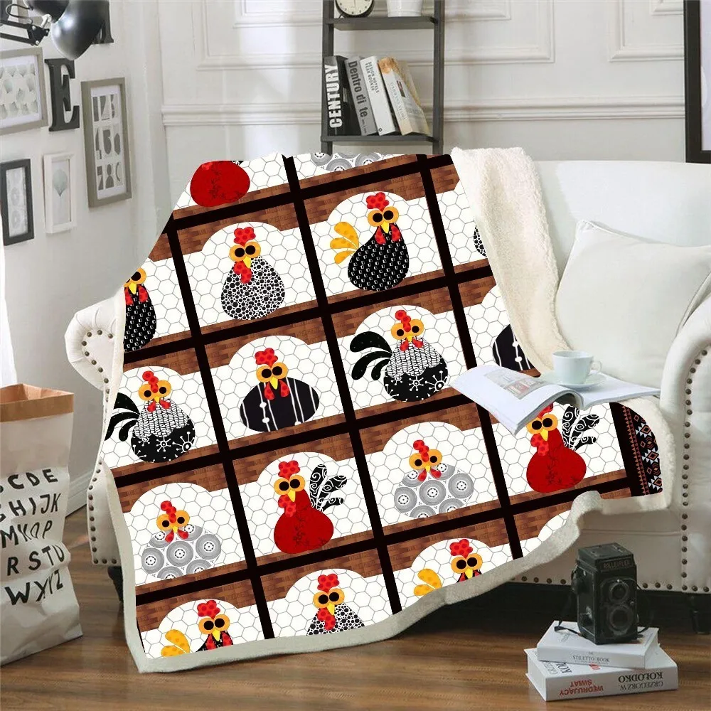 

Фермы для кур птиц; Принты; Плюшевые пледы Одеяло из ткани шерпа покрывало дома Одеяло s для кровати матрас кемпинг Мягкий Квадратный Одеяло