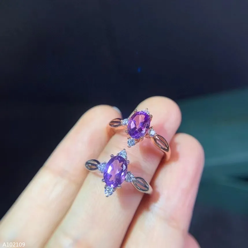 

KJJEAXCMY Fine Jewelry 925 Sterling Silver Natural Gemstone Amethyst Women's Money Girl's Ring Platinum Rose Gold Support Rechec