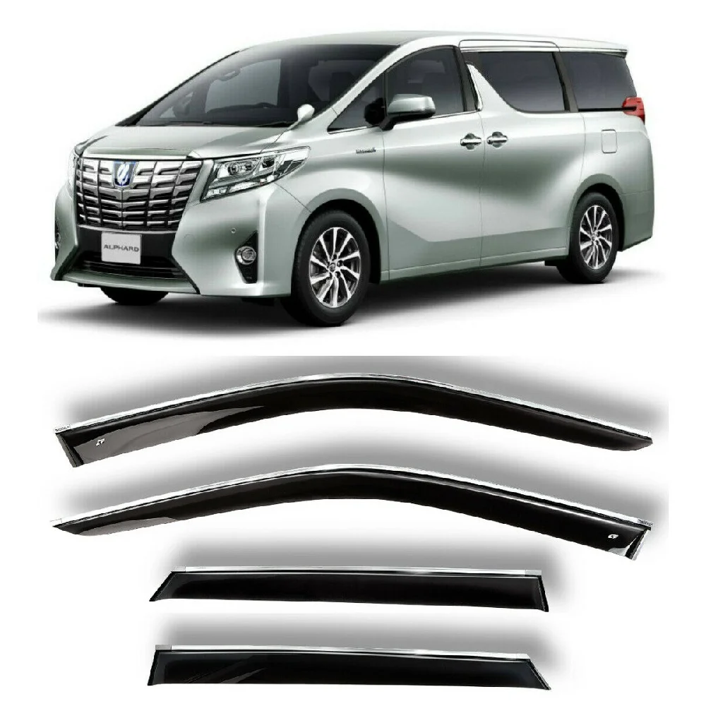 Дефлекторы окон хром полоска молдинг Cobra Tuning T214315CR на авто Toyota Alphard III 2015- ветровики