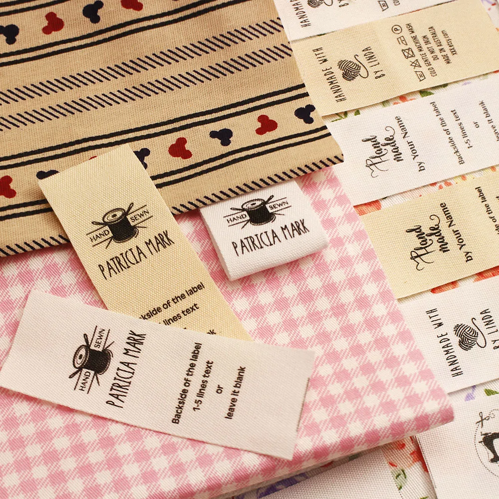 

25*60mm Cotton With Logo or Text Sewing accessori Label,tags for knitted things,Custom,Personalizada,handmade label,gift tags