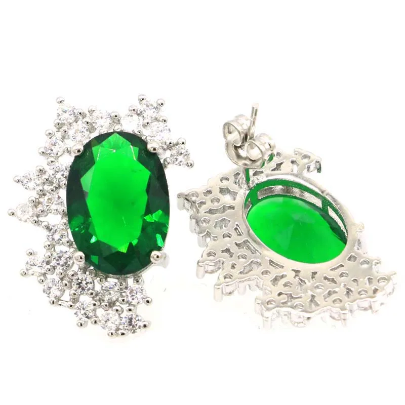 24x19 мм Новый себе серебряные серьги для женщин создан зеленый изумруд розовый