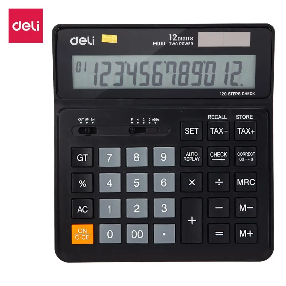 Калькулятор Deli Tax 120 шагов EM010 черный/белый 12 цифр | Компьютеры и офис