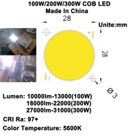 high cri ra 97 100w 200w 300w 28mm cob led ultra bright daylight white 5600k for diy flashlight home cinema projector