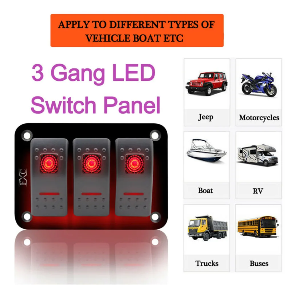 

New LED Rocker Switch 2 3 4 Gang Panel Car Toggle Switch 12V 24V Circuit Breaker Car Boat Marine Yacht RV Camper Truck Trailer