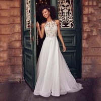 2022 new elegant ladies wedding dress lace hollow embroidery large size wedding dress sleeveless halter wedding dress long skirt