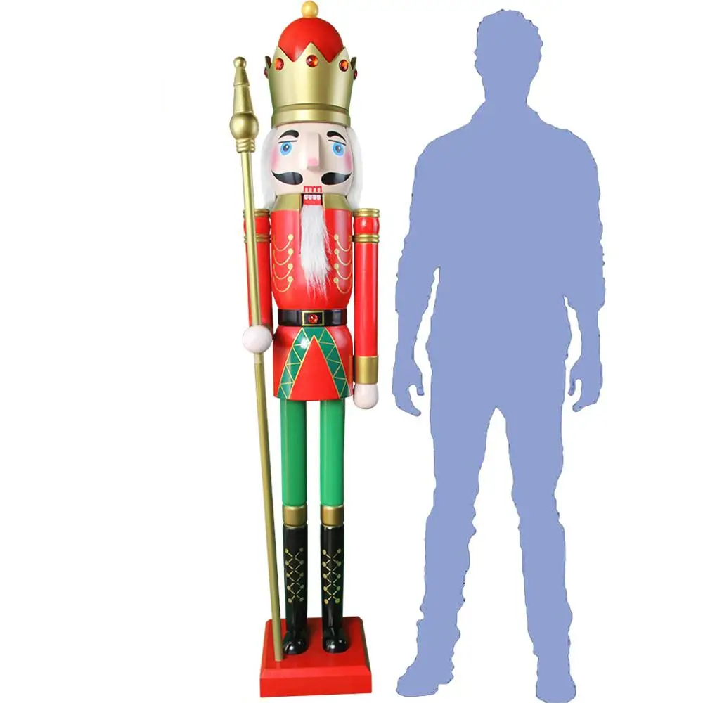 CDL 6feet/180cm/6ft/6foot Life size large/Giant Red and Green Christmas Wooden Nutcracker King & Soldier Ornament Doll Gift K03