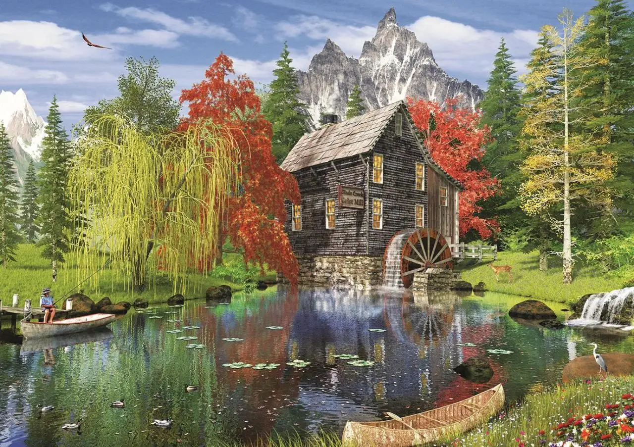 

Art Puzzle Mill Edge Fish Hunt Piece 1500 Piece Jigsaw Puzzle for Adults fun toy gift wall decoration