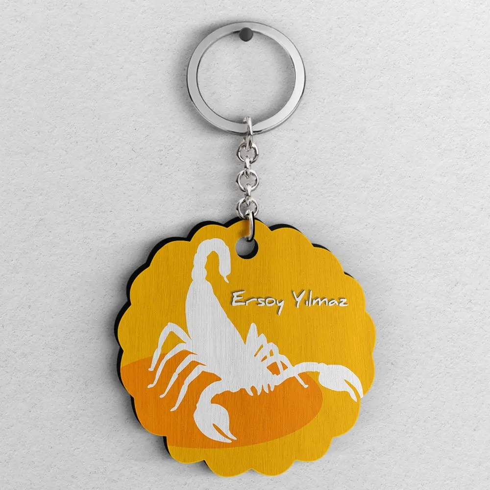 

Персонализированные Скорпион со знаковым дизайном древесины Keychain-A1