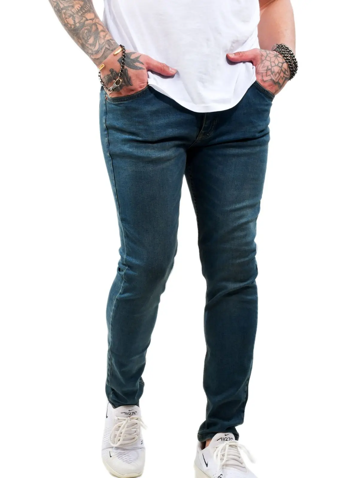 

DeepSEA Male Yıpratmalı Jeans Pants Slim Fit Cotton Denim Lycra High Quality Mid Waist Tight Bell-Bottomed Casual Four Seasons 2012023