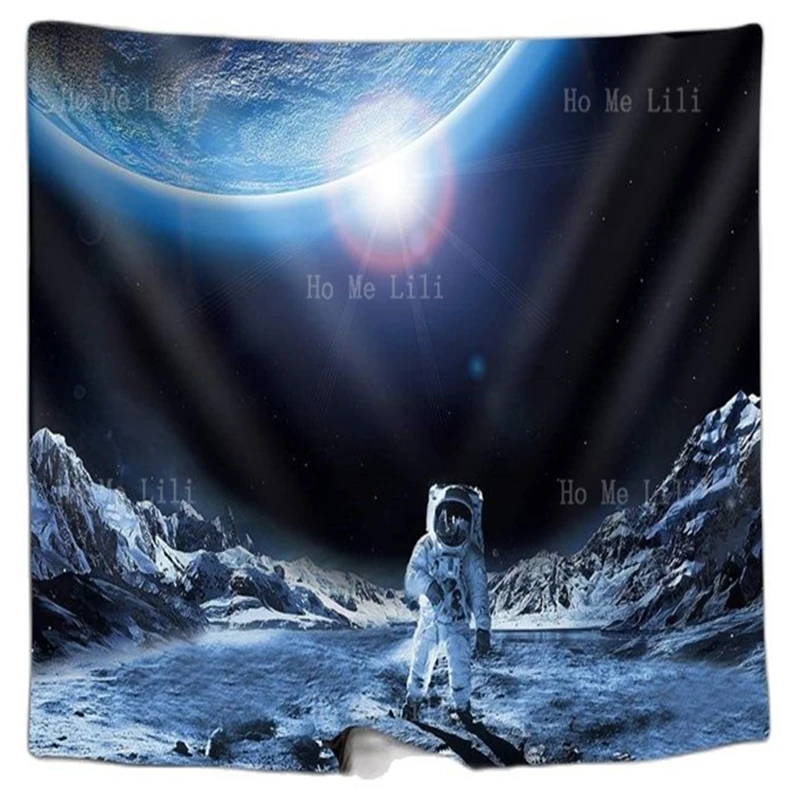 

Space Tapestry Astronaut For Men Boys Wall Hanging Modern Walking On The Moon Surface Cosmic Dormitory Living Room Bedroom