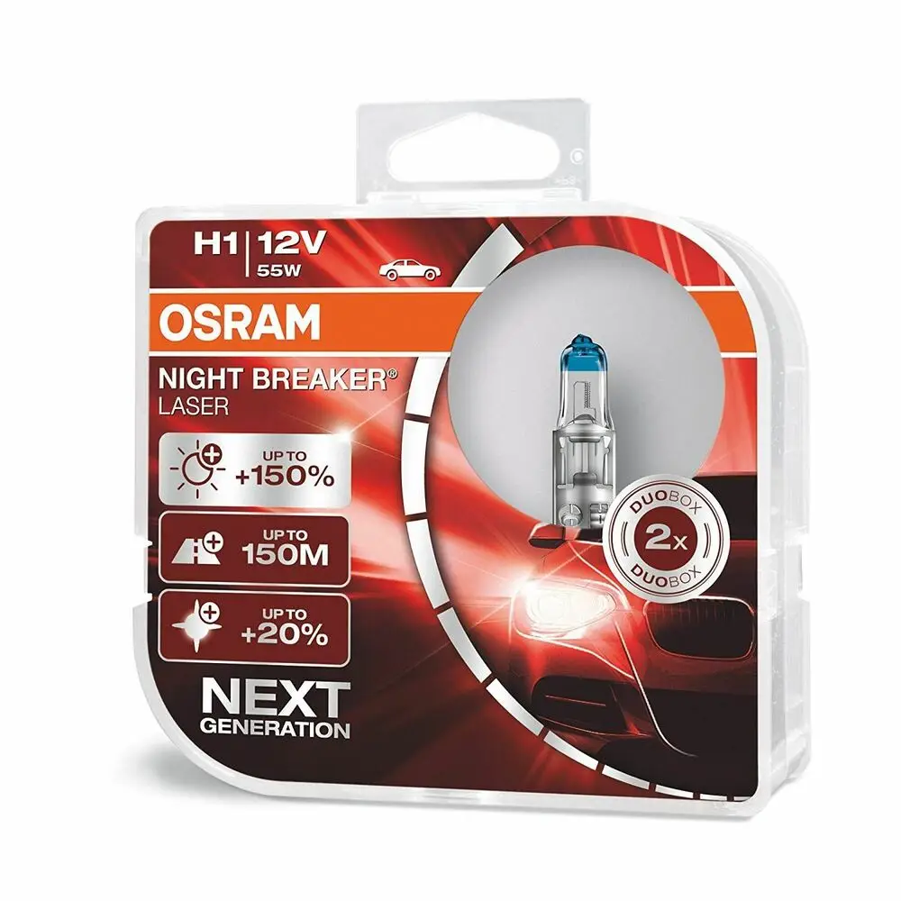 Лампа галогенная OSRAM H1 Night Breaker Laser 12V 55W 2 шт | Автомобили и мотоциклы