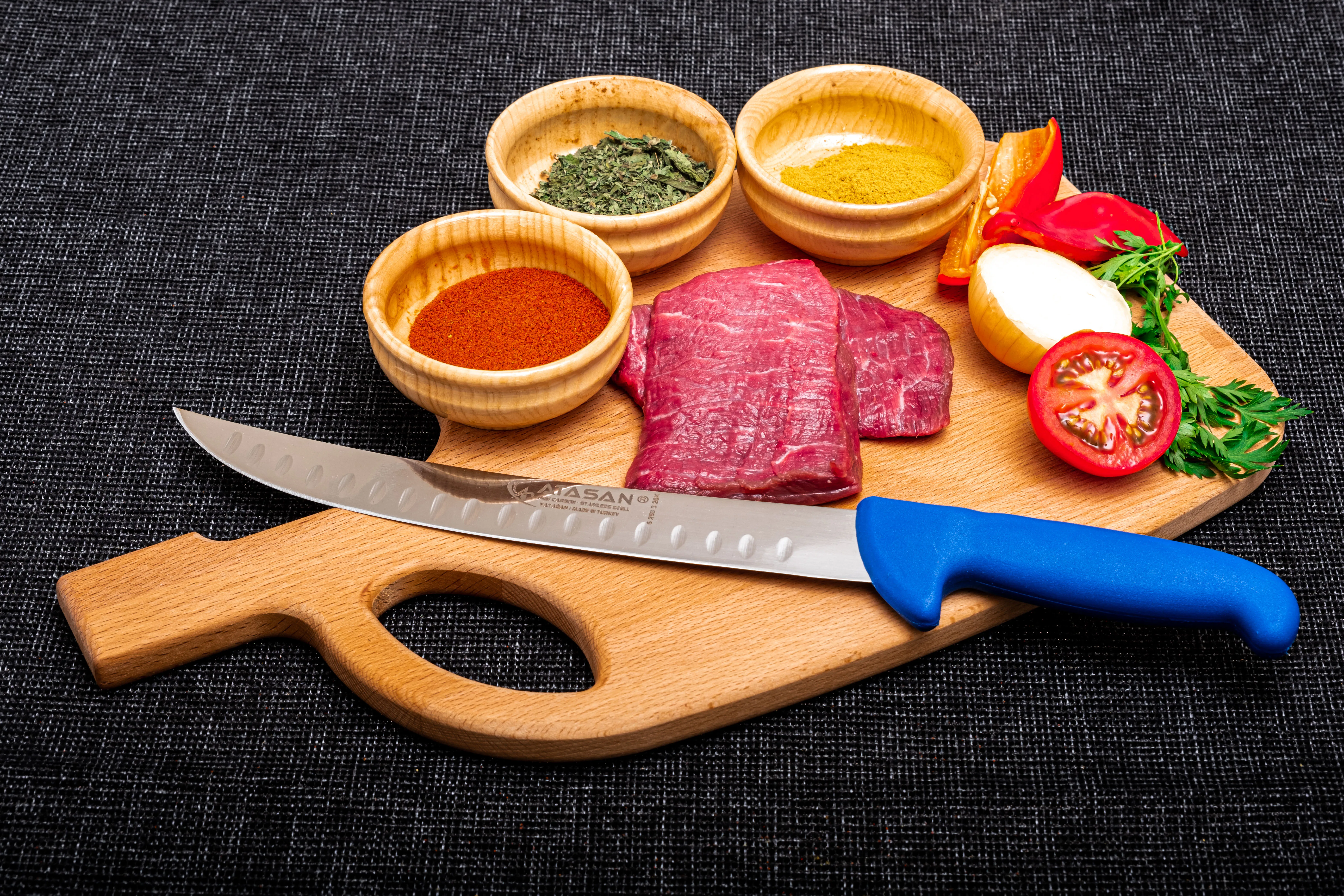 ATASAN нож для стейка с прорезью изогнутый шеф-нож кухонные ножи ручной работы