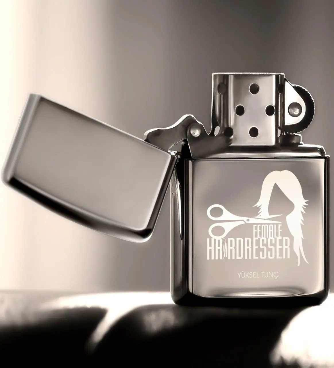 

Personalized Women 'S Detailing Gasoline Silver Gray Metal Lighter-2
