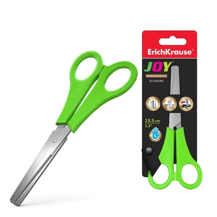 Ножницы детские для левшей 13 5 см ErichKrause Joy Left Hand с закруглёнными концами лезвий и