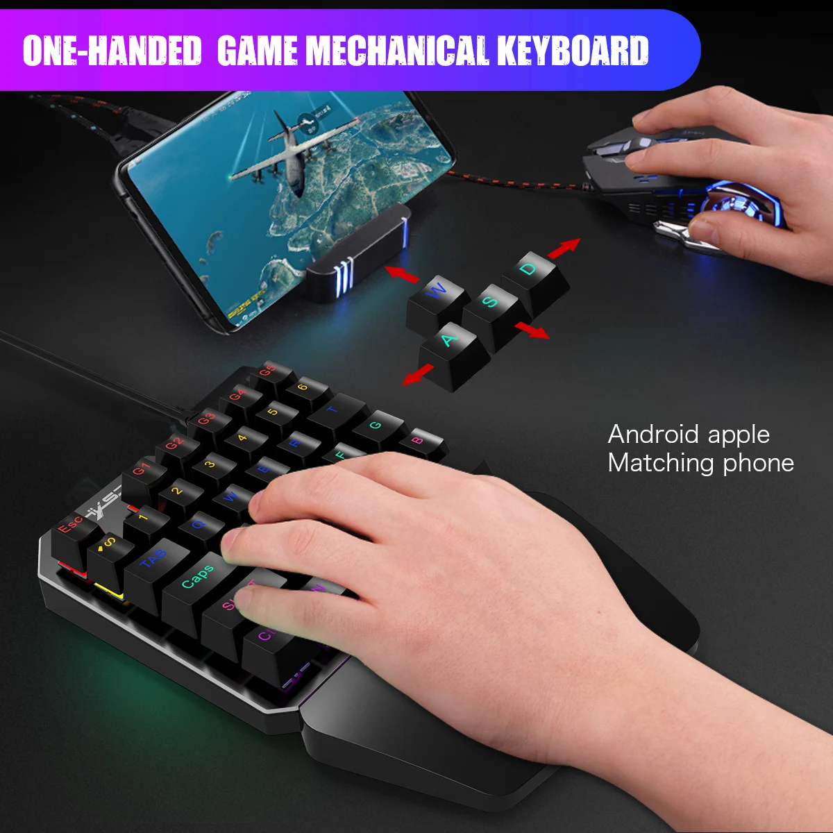 one handed gaming mechani keyboard rgb backlit portable mini keypad ergonomic game controller for pc ps4 xbox gamer for mobile free global shipping