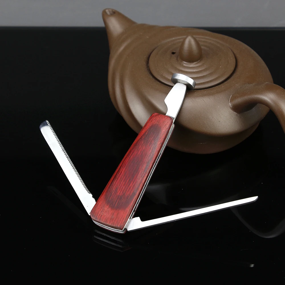 

New Stainless Steel Smoking Knife Red Wood Tobacco Tamper 3iin1 Multifunction Smoking Tool Smoke Needle