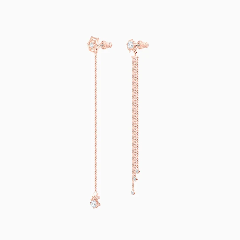 

Fashion Jewelry Swa New Precisely Pierced Earrings Rose Gold Charming Spider Web Icy Shape Female Trend Romantic Jewelry Gift