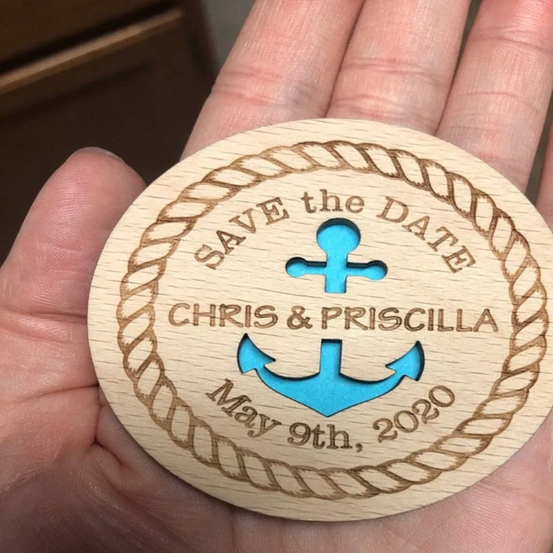 Настройте якорь сохранить дату магнит свадебные деревянные сувениры