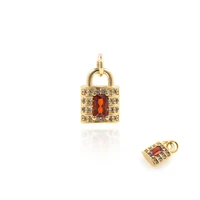 micropav%c3%a9 cz ruby gold lock necklace exquisite fashion locks gold padlocks diy jewelry accessories 15 4x8 2x3 4mm