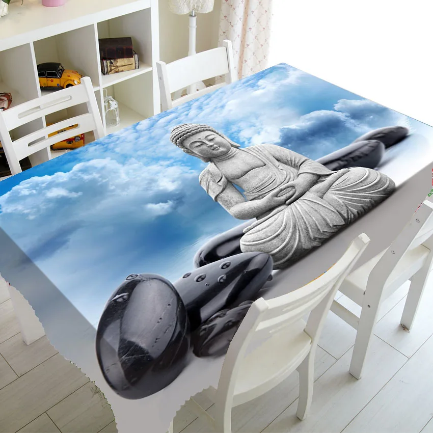 

3D Portrait of Meditation Buddha Table Cloth Cover for Party Home Decor Buddhism Tablecloth for Rectangle Tables Square 140X200