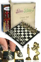 Chrome Cast Marble Pattern Plated Chess Set with Roman Legionnaire Figure (27cm X 27cm) High Grade Professional Set Quality