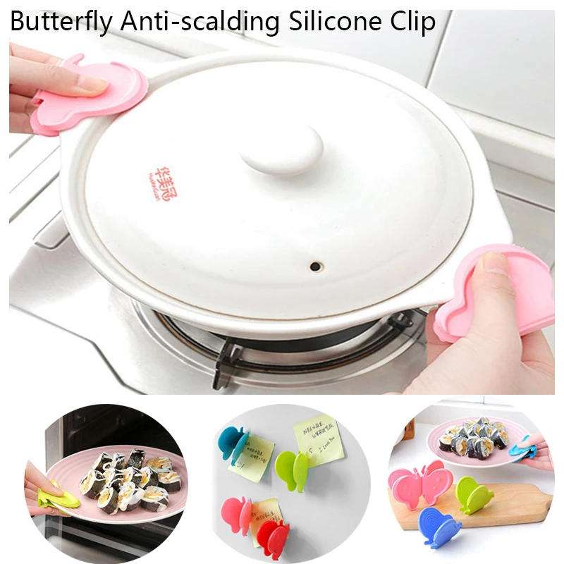 

A Pair Butterfly Silicone Oven Hand Clip Anti-scalding Oven Gloves Mitts Cooking Pinch Grips Pot Tray Clamp Kitchen Accessories