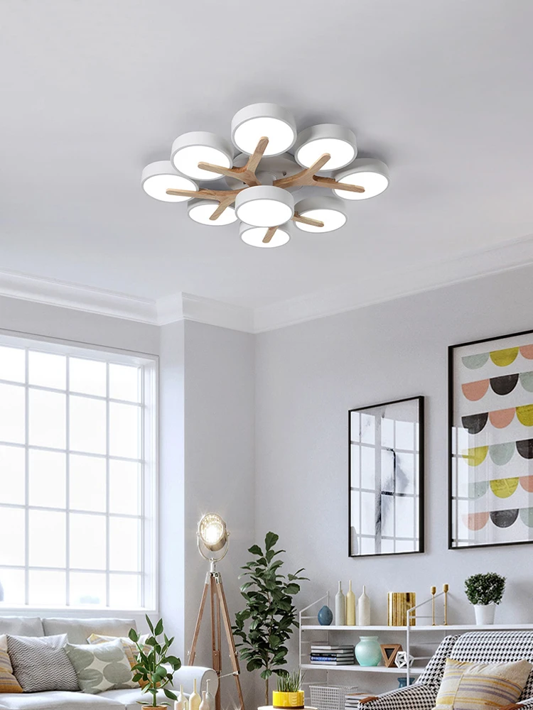 Современная потолочная лампа для гостиной спальни детский деревянный домашний