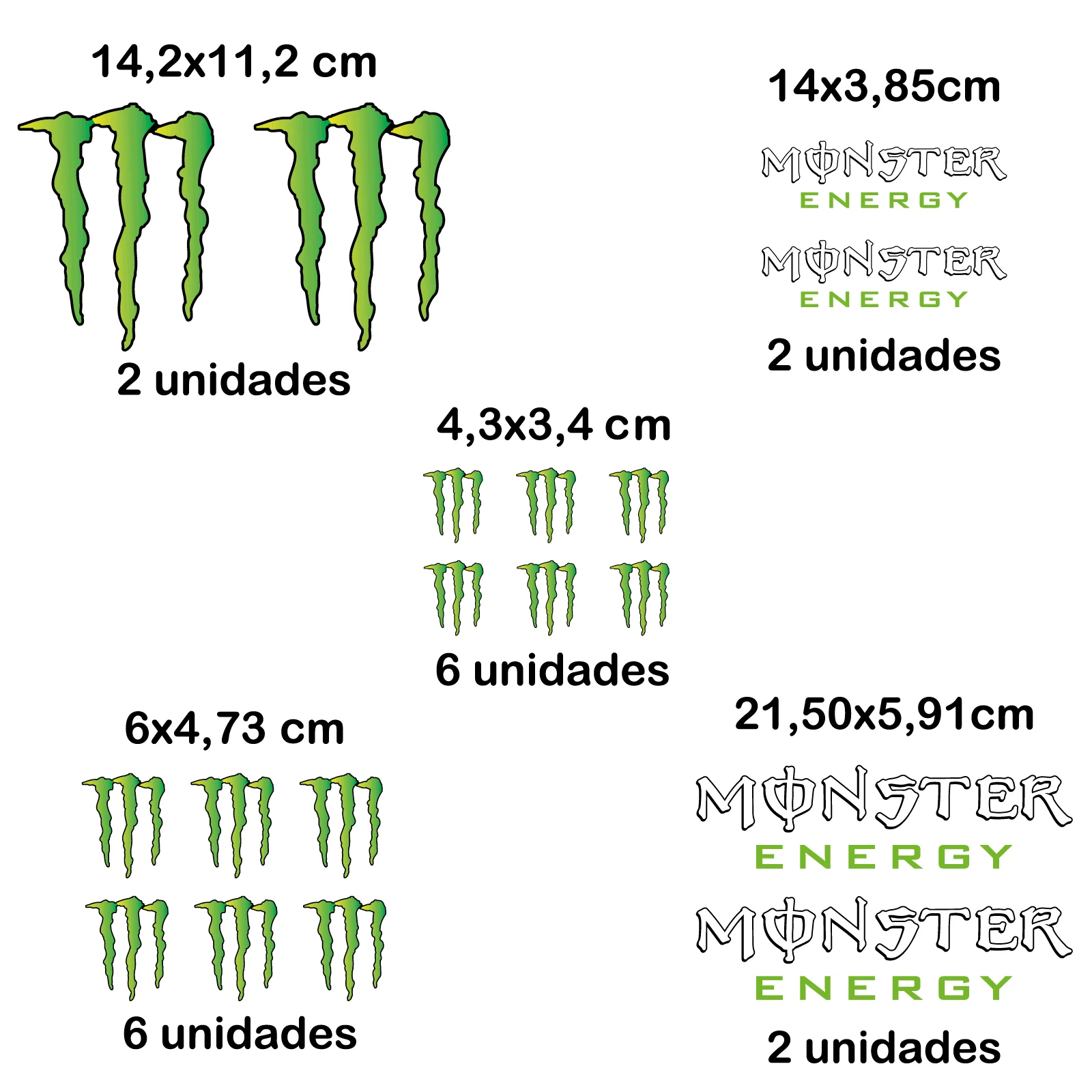 Упаковка 18 шт. виниловых наклеек MONSTER ENERGY claw Набор с логотипом мотоциклетная