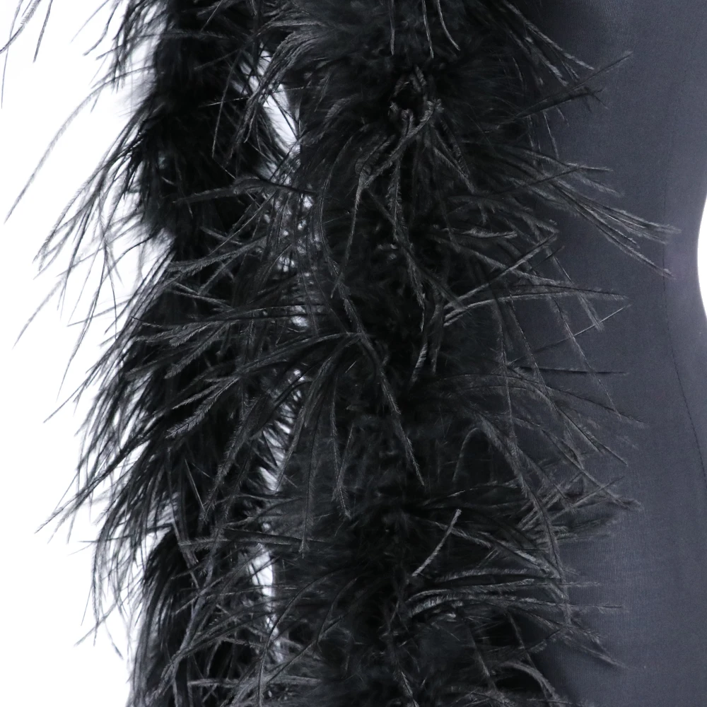

2Yards/1PLY Natural Black Ostrich Feathers Boa Colored for Diy Shawl/Scarfs Skirt Fluffy Plumas Wedding Dress Decorative Crafts