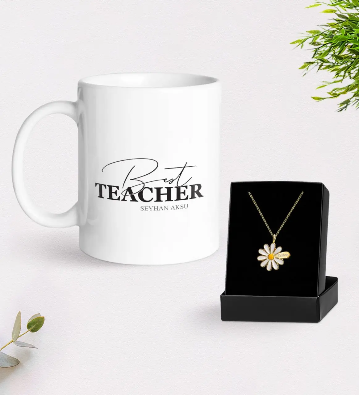 

Персонализированные лучший учитель кружка и ожерелье Маргаритка Подарочный набор-17