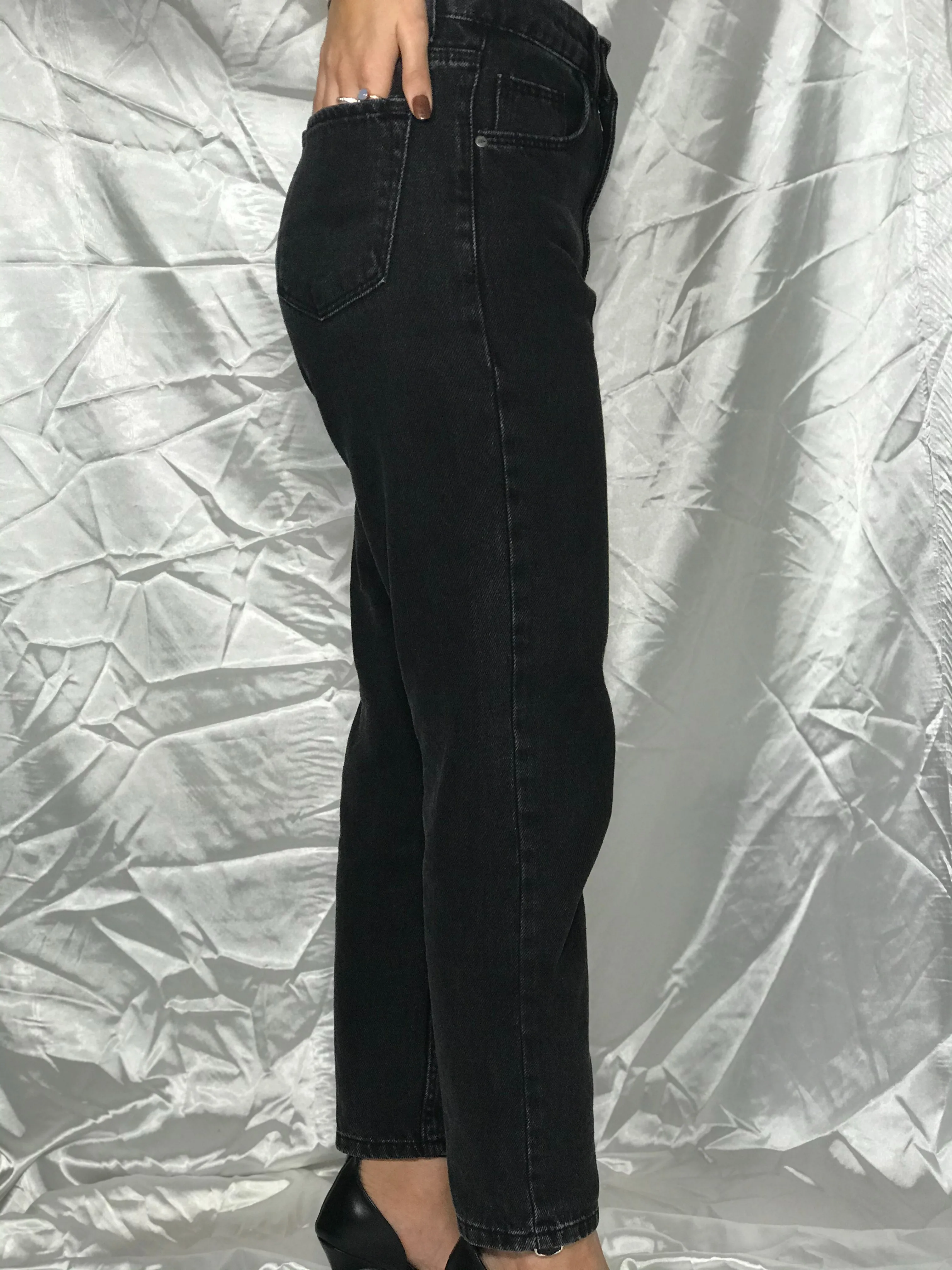 

Kadn Siyah Yksek Bel Mom Jeans jean femme jeans woman